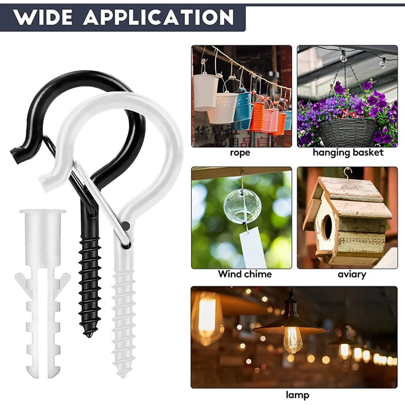 

24Pcs Q Hanger Eye Hooks Screw Hooks, Easy Release Wire Plant Hanger, For String Lights Ceiling Hooks, With Buckle