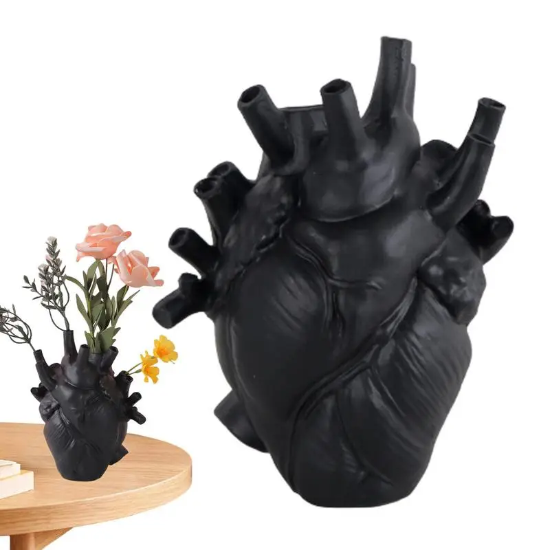 

Heart Shape Flower Pot Planter Flower Pot For Wedding Gift Heart-Shape Table Ornaments Resin Vase Desktop Ornament Decorative