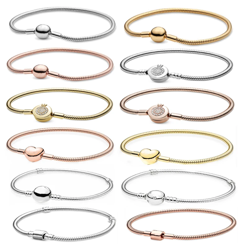 

Fashion Jewelry Gifts For Women Bracelets DIY Charms Fit Original Jewellery Plata De Ley 925 Heart-shaped round Bangles Bracelet
