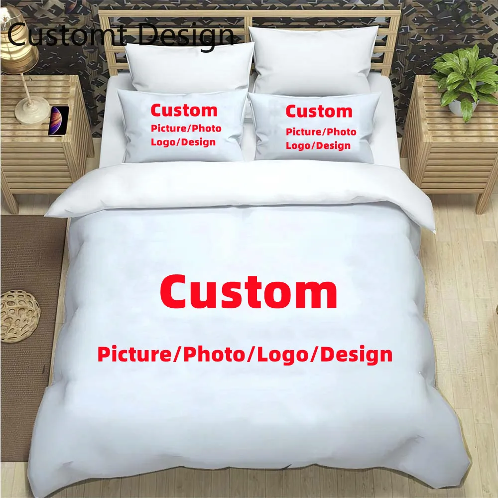 

Personalized Custom Picture Quilt Cover With Pillowcases 3D Digital Printed Bedding Set Twin Full Queen King Children's Gift