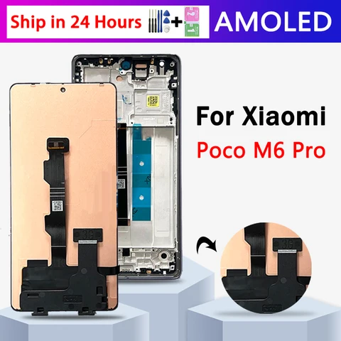 6, 67-дюймовый протестированный экран M6Pro для Xiaomi Poco M6 Pro 4G, ЖК-дисплей, цифровой сенсорный экран, дигитайзер в сборе, замена