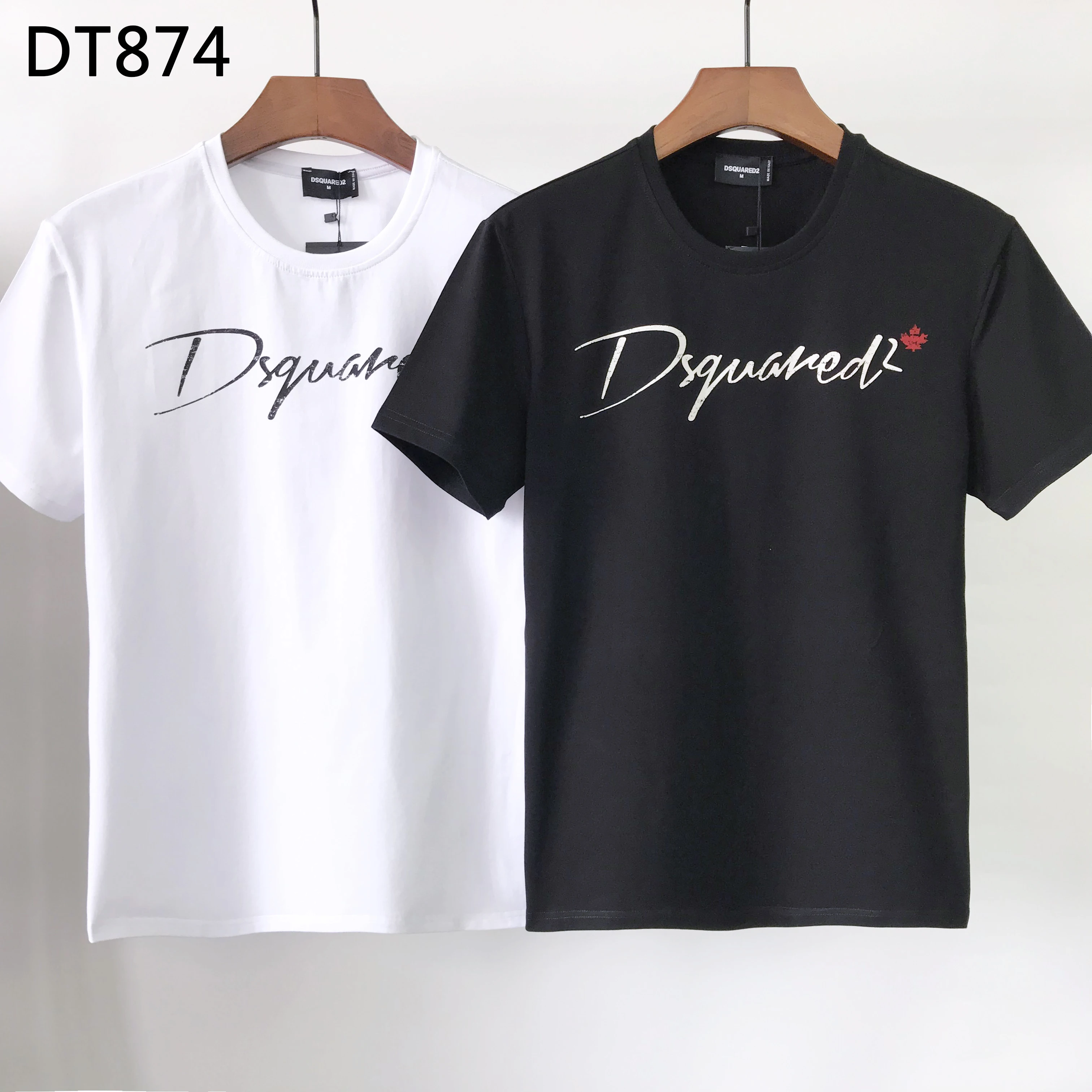 

Dsquared2 Men's Ladies Couple Fashion Cotton Dsq2 Crew Neck T Shirt D2 Simple Signature Print T-Shirt Boyfriend Gift Shirt DT874
