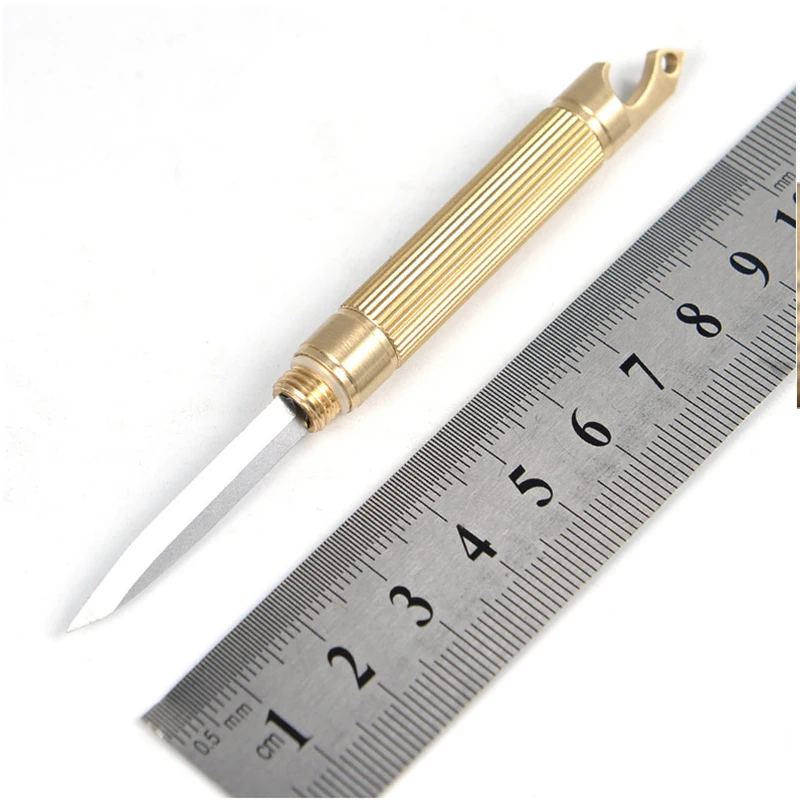 

1 pcs Brass Mini Knife Multifunctional EDC Tool Portable Hangable Keychain Outdoor Survival Emergency Mini Pocket Cutting Tool