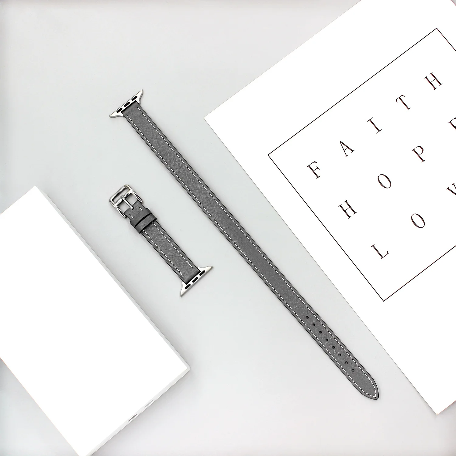 Suitable for apple watch strap 38mm 40mm 41mm fashion double lap simple genuine leather 42mm 44mm 45mm 49mm replacement bracelet