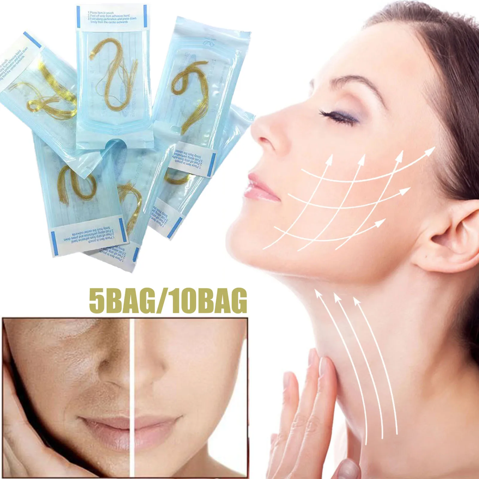 

Protein Thread No Needle Gold Protein Line Anti Aging Thread Lifting Fades Face Line Anti-wrinkle Face Filler Firming Serum