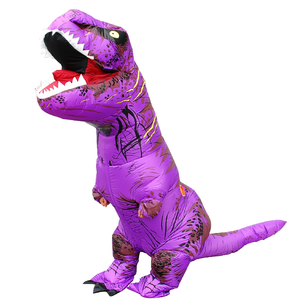 

Взрослый надувной костюм динозавра фиолетовый T-rex, костюм для косплея на Хэллоуин, яркий костюм-талисман на день рождения