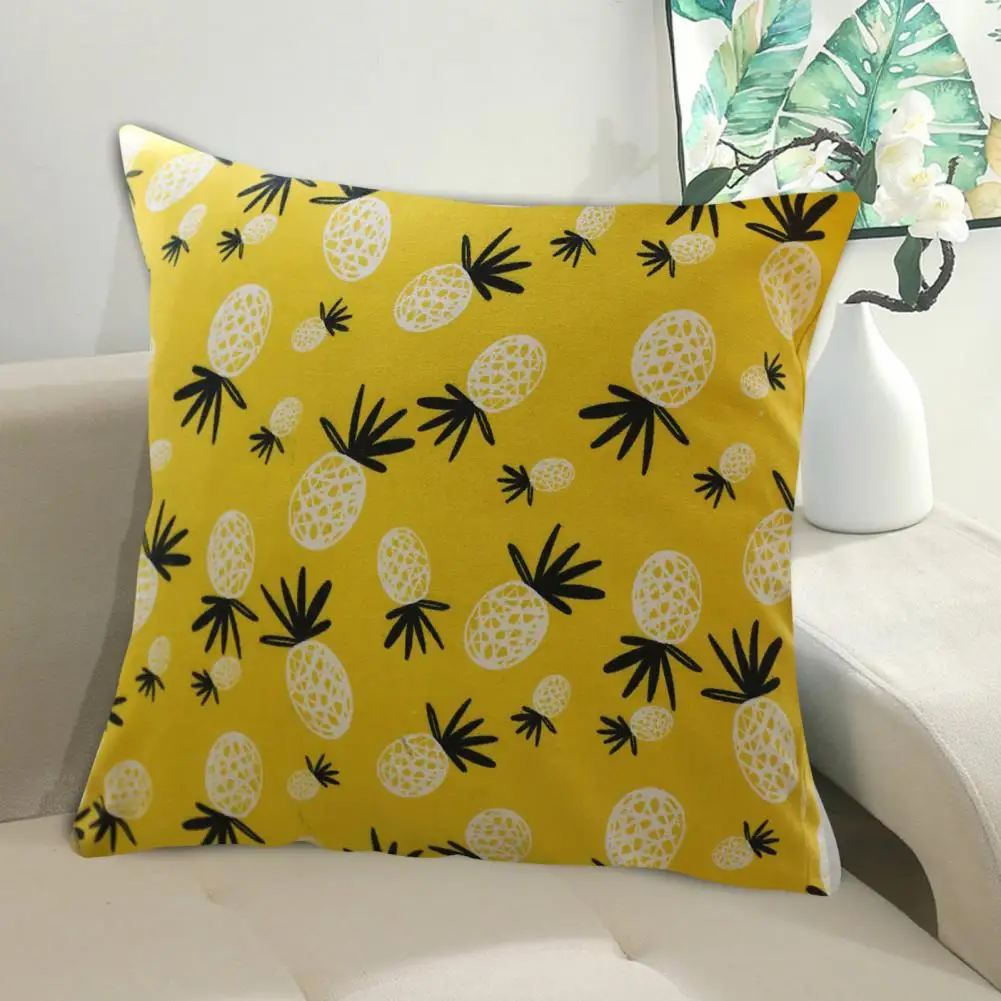 

Sofa Cushion Cover High-quality Non-fading Hidden Zipper Yellow Printed Pineapples Throw Pillow Case for Home