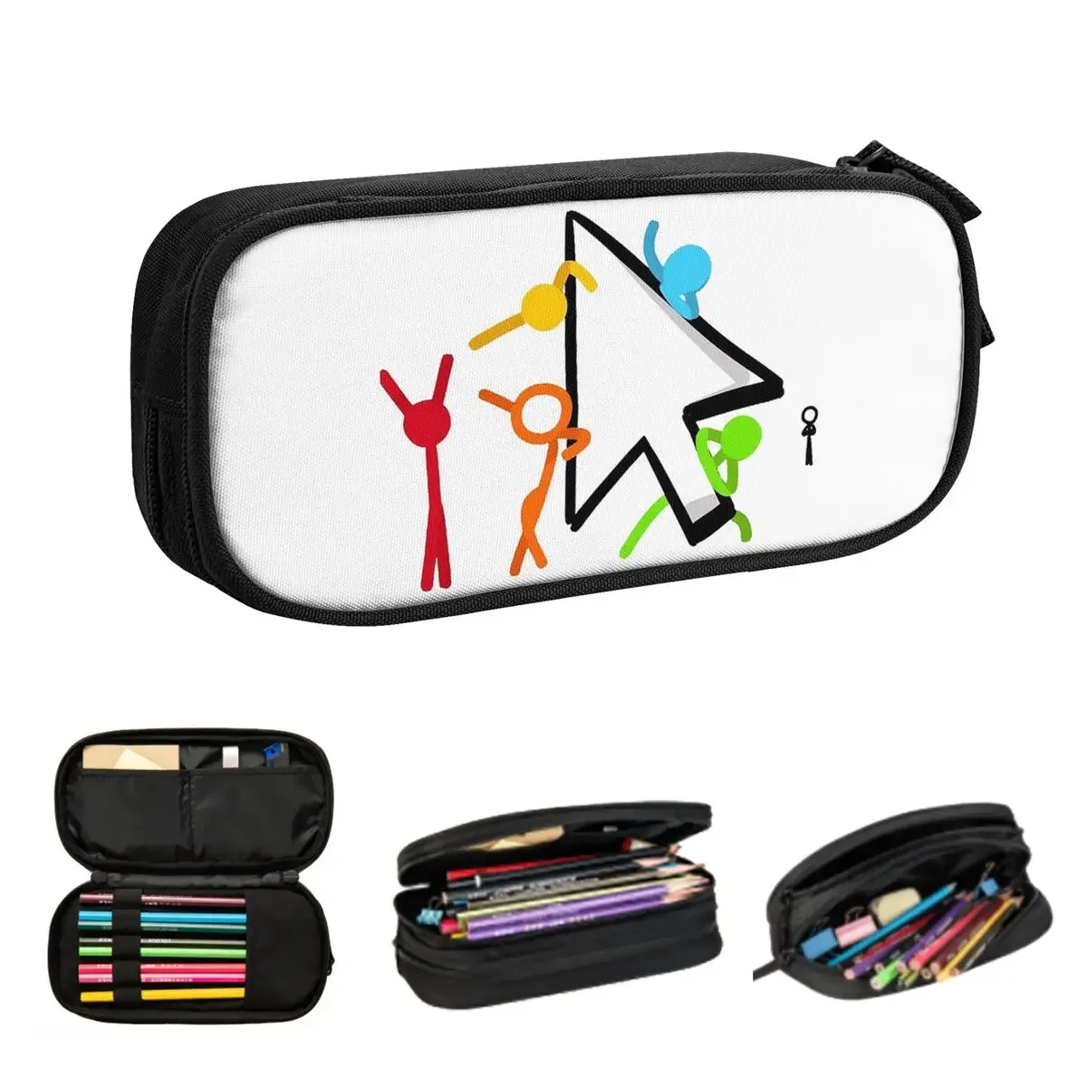 Alan Becker Five Stick Figures With Fire Mouse Pickaxe Пеналы большой емкости Сумки для ручек Коробка