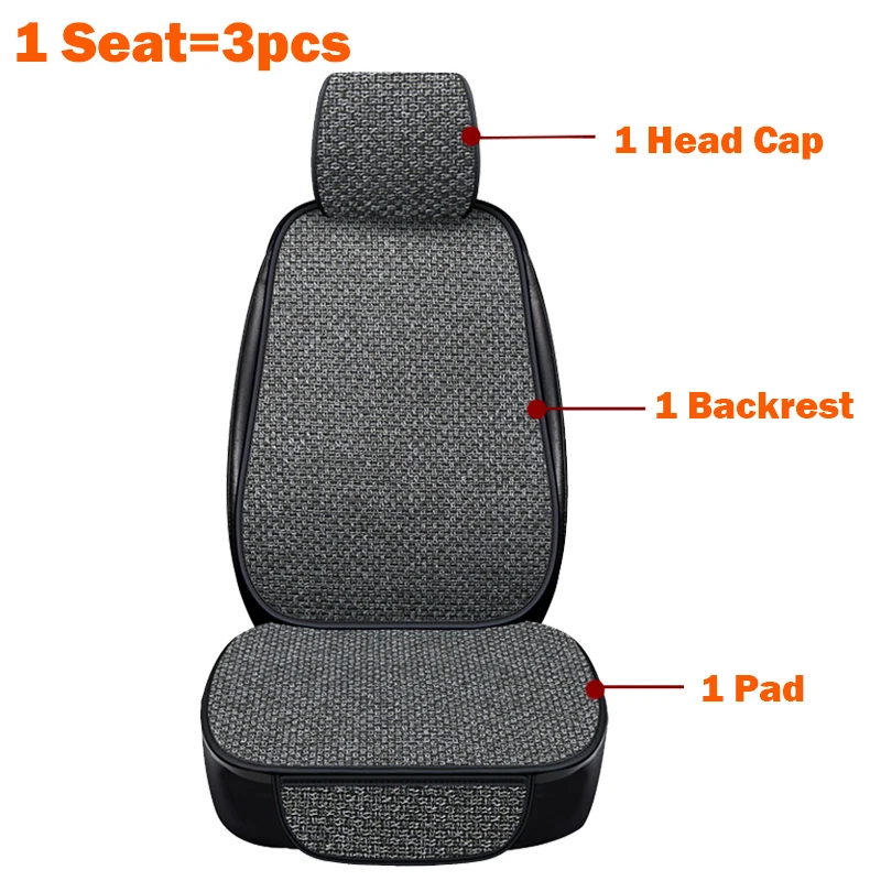 

Flax Car Seat Cover Linen Universal Front Seat Backrest Cushion Protector With Storage Bag Pocket for Most Auto Truck SUV Van