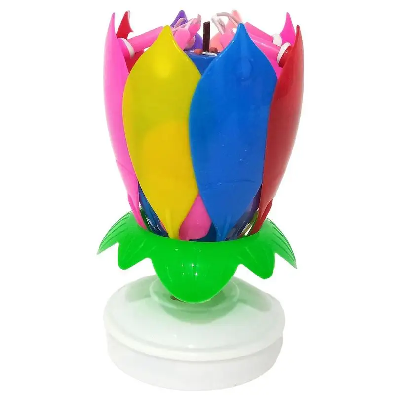 

Lotus Candle Artificial Rotating Lotus Music Candle Blossom Birthday Party Cake Decoration Events Flat Bottom Rotating Reusable