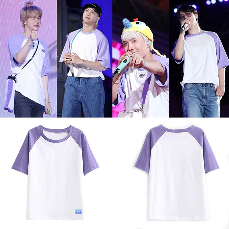 Jungkook Kim Namjoon Min Yoongi Zheng Haoxi Park Jimin концерт Taehyung с той же футболкой короткими рукавами