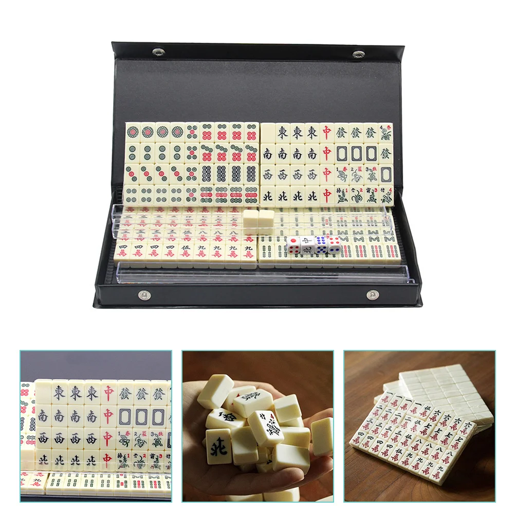 

Mahjong Set Travel Game Mini Portable Chineseboard Sets Supplies Tilesjong American Party Table Small Family Miniature Tile