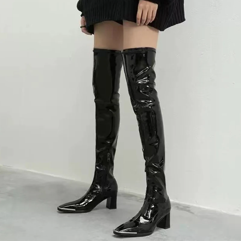 

Chunky Women Shoes High Heels Sexy Chelsea Boots Winter 2023 New Trend Over The Knee Motorcycle Boots Pumps Gladiator High Botas
