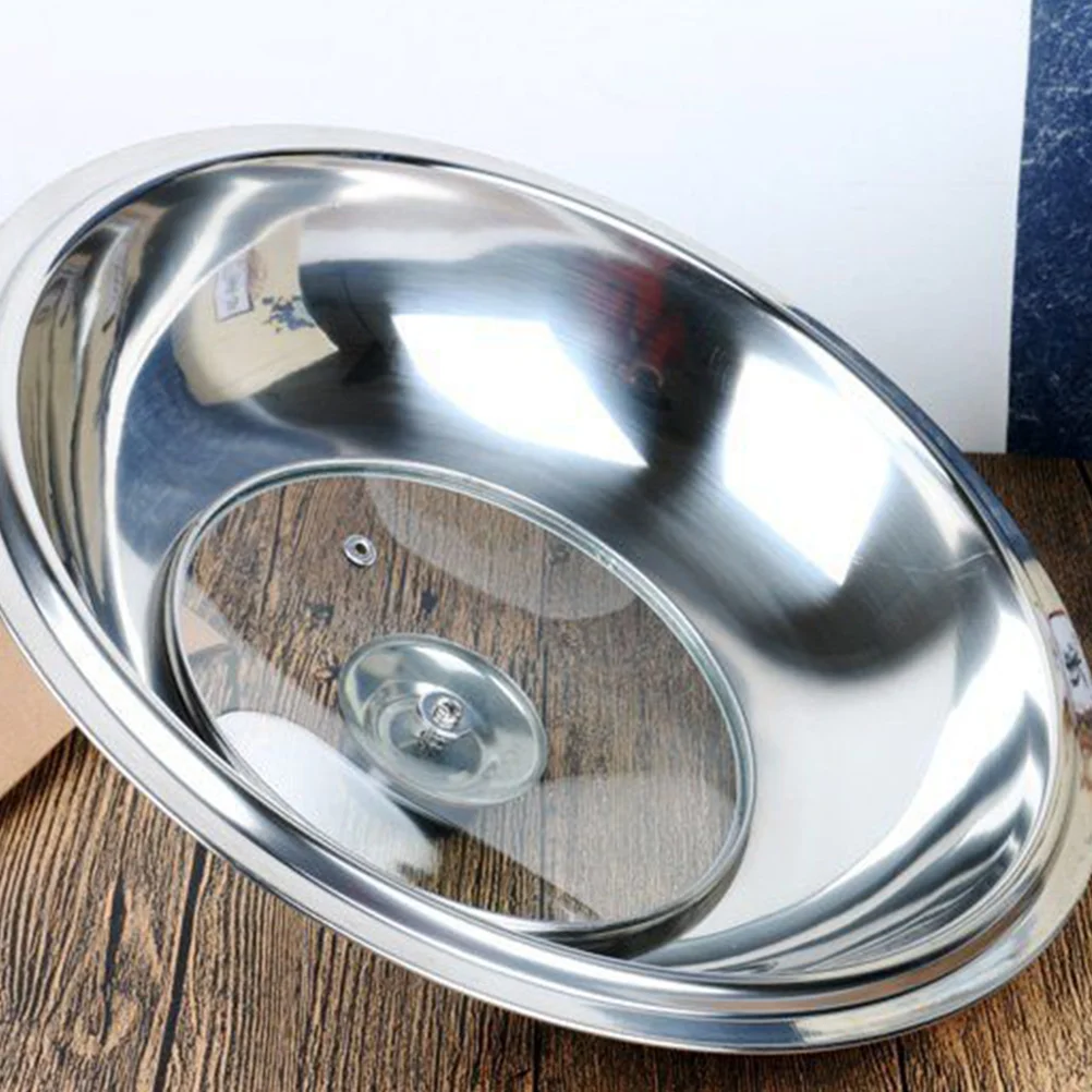 

Stainless Steel Pot Cover Round Basting Griddle Cover Pans Pots Lid Glass Top Frying Pan Replacement Cover Cheese Melting Dome