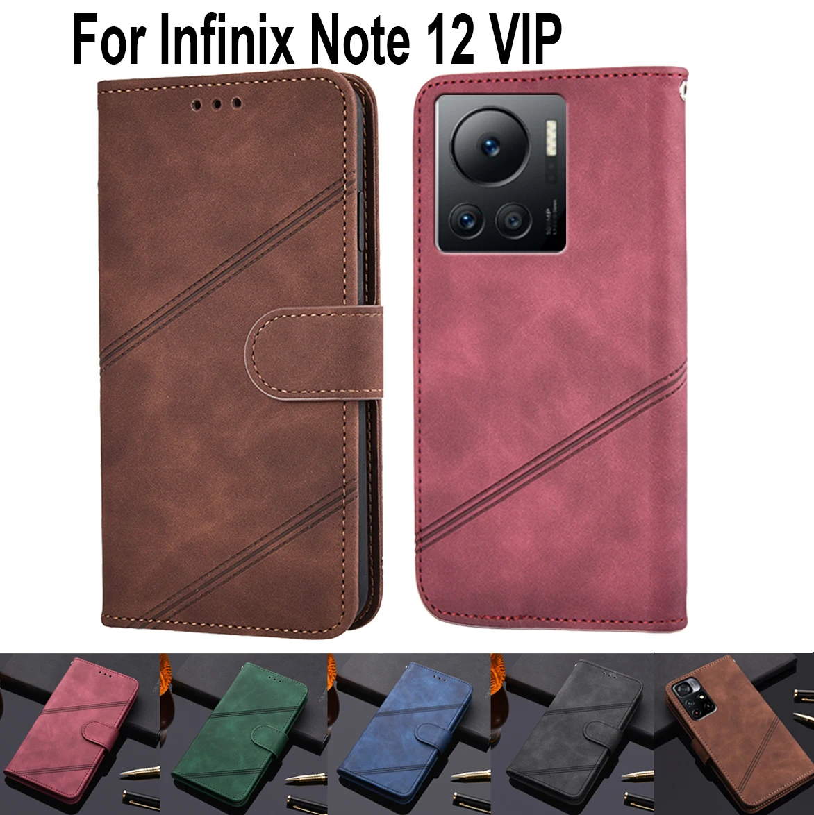 

Vintage Leather Wallet Case For Infinix Note 12 VIP Book Etui Cover For Infinix Note 12 VIP 6.7" X672 Fundas Case Protective Bag