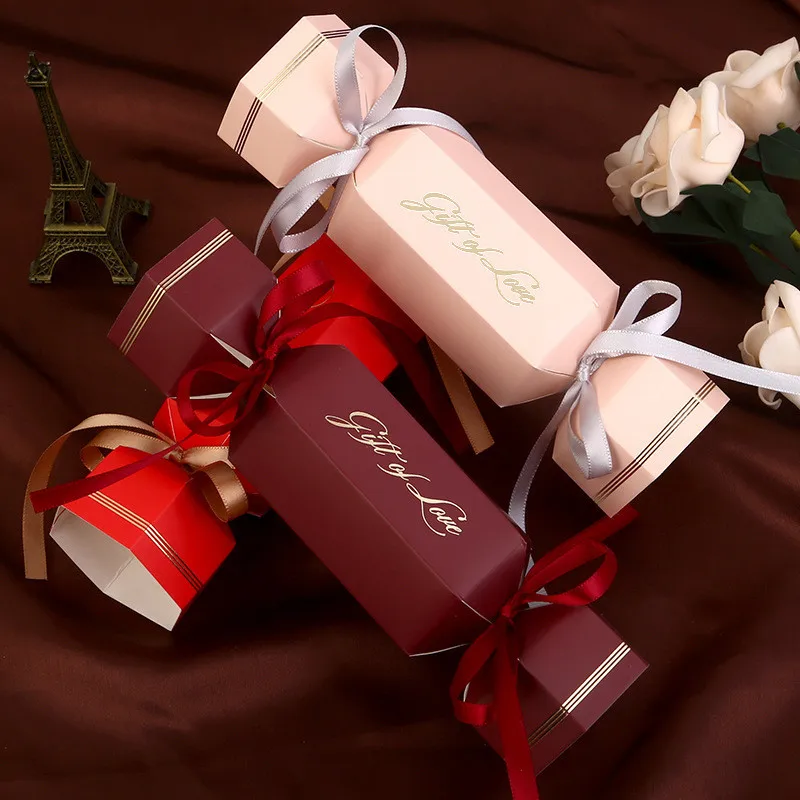 

20/30/50pcs Candy Shape Cardboard Boxes Wedding Souvenirs For Guests Chocolates To Eat Sweets Gift Box Baptism Wholesale