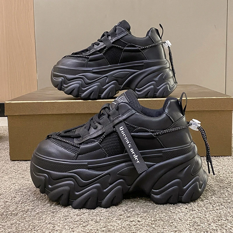 Platform Shoes for Women Mesh Breathable Chunky Sneakers High Platform Designer White Tennis Shoes Increase Casual Sport Shoes