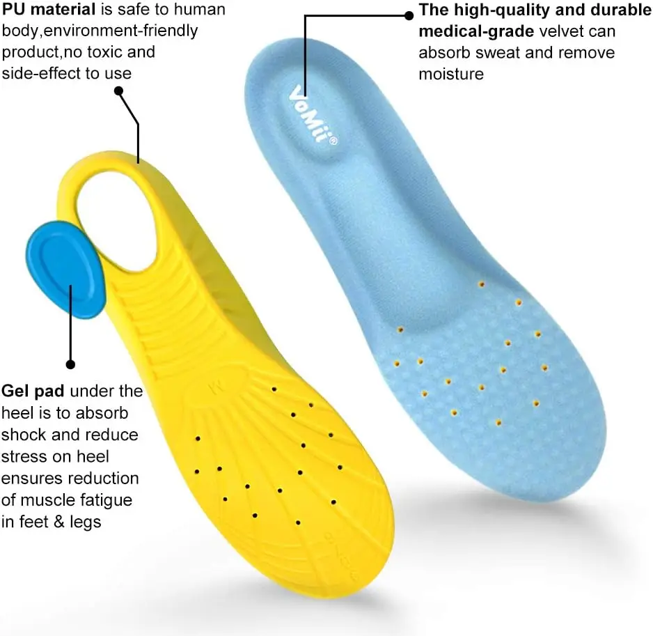 Memory Foam Insoles Comfortable Sports Shoe Inserts Shock Absorption Relieve Foot Pain Plantar Fasciitis Arch Support Insoles