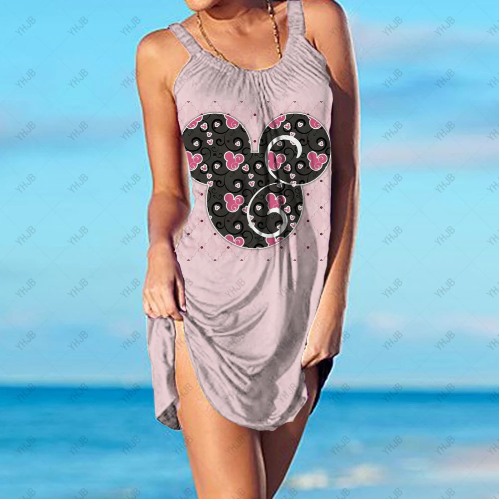 

Женское летнее пляжное платье с принтом Минни Микки Маус