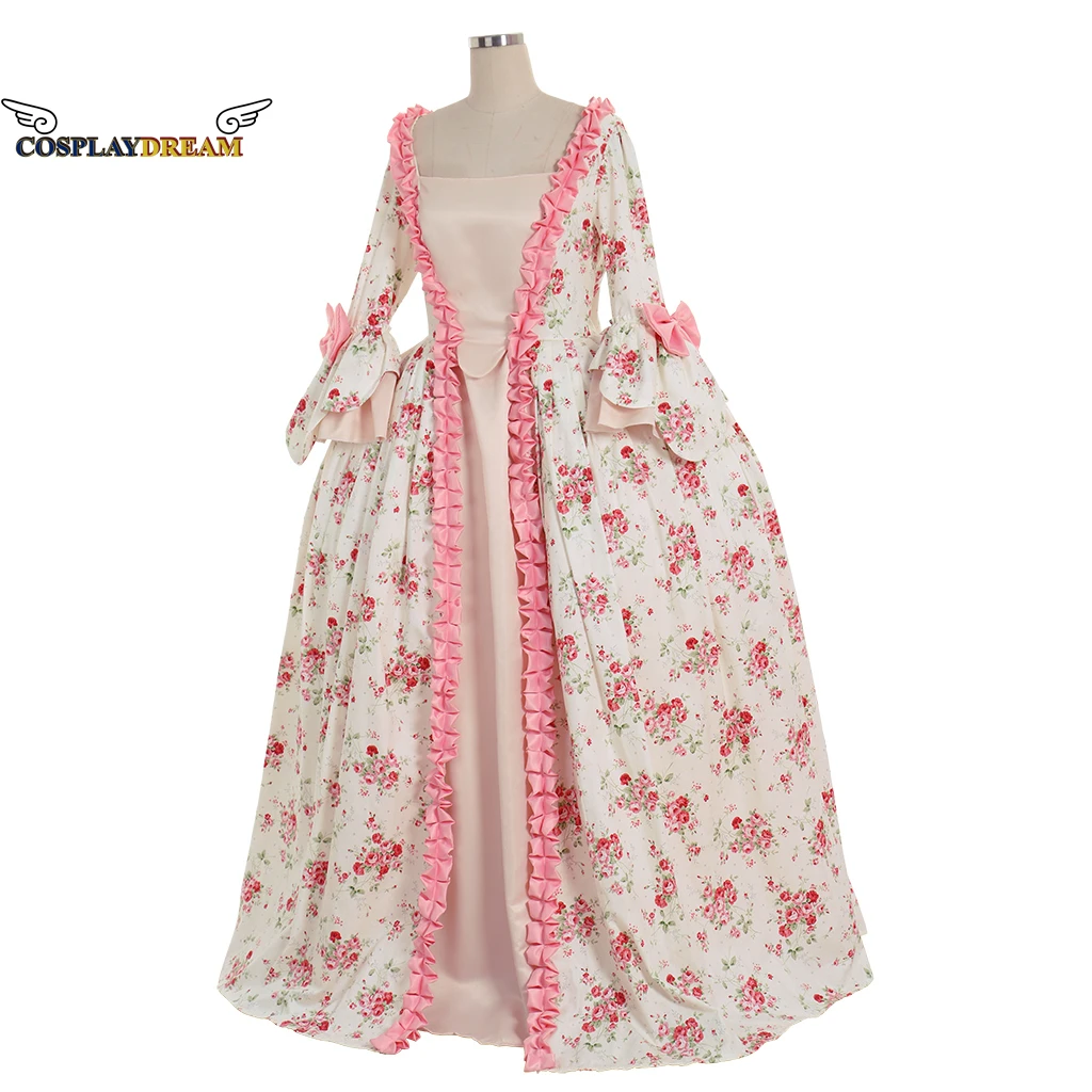 Благородное платье Рококо королевского двора розовое Цветочное бальное в стиле