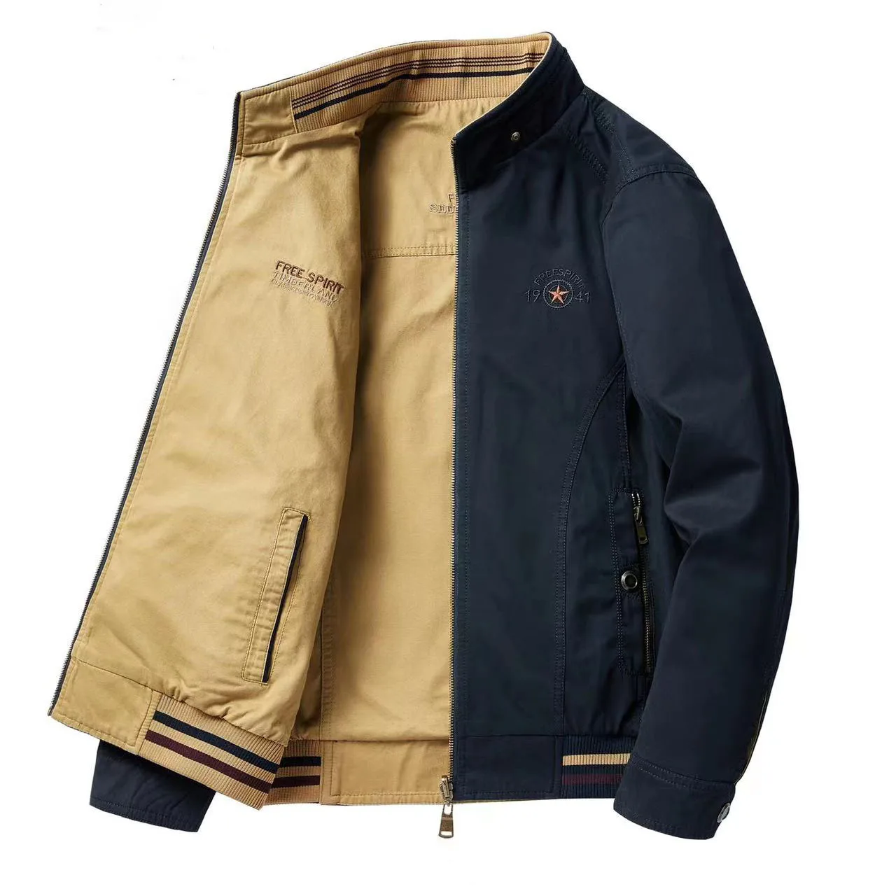 Куртка-бомбер мужская деловая Повседневная свободная Спортивная Двусторонняя