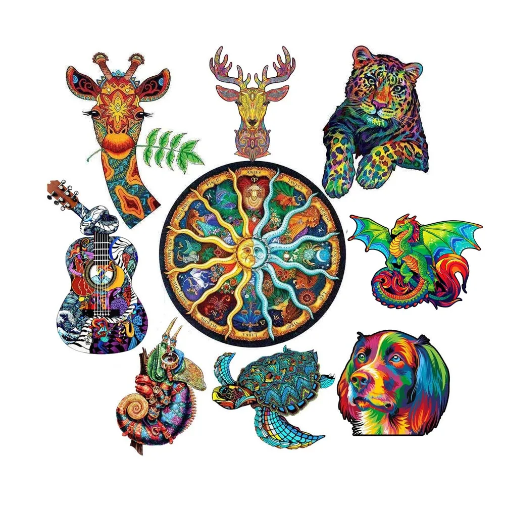 

2022 Wooden Animal Puzzles Jigsaw for Adults Mysterious Medal Puzzle Child Toys Gifts Games 3D Wooden Puzzles Kids Toy