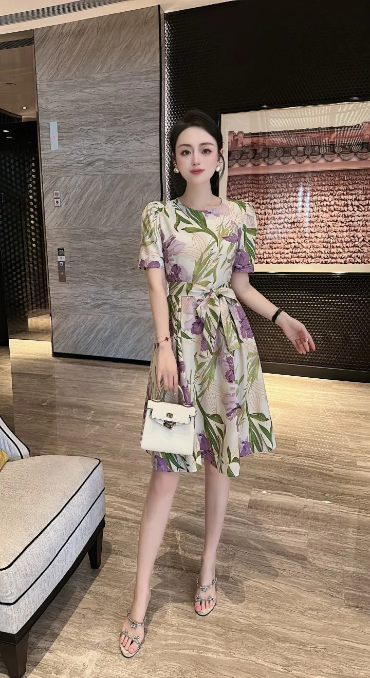 2023 Spring/Summer Fashion New Women's Clothing Printed Patchwork Dress 0704