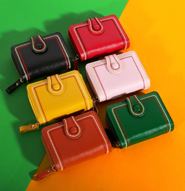 

Women Wallets 2023 New Small Mini Coin Purse Lady Zipper Card Holder Female Pu Leather Buckle Bag