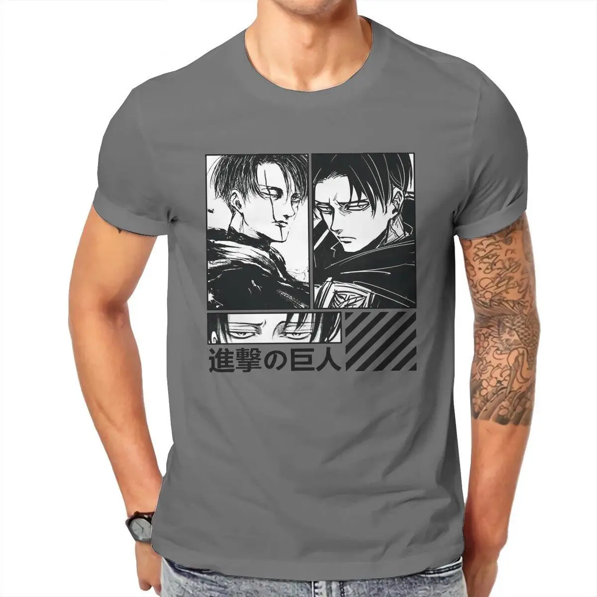 Levi Attack on Titan  T-Shirt Men Japanese Anime Shingeki No Kyojin Novelty Cotton Tee Shirt Short Sleeve T Shirt Gift Tops