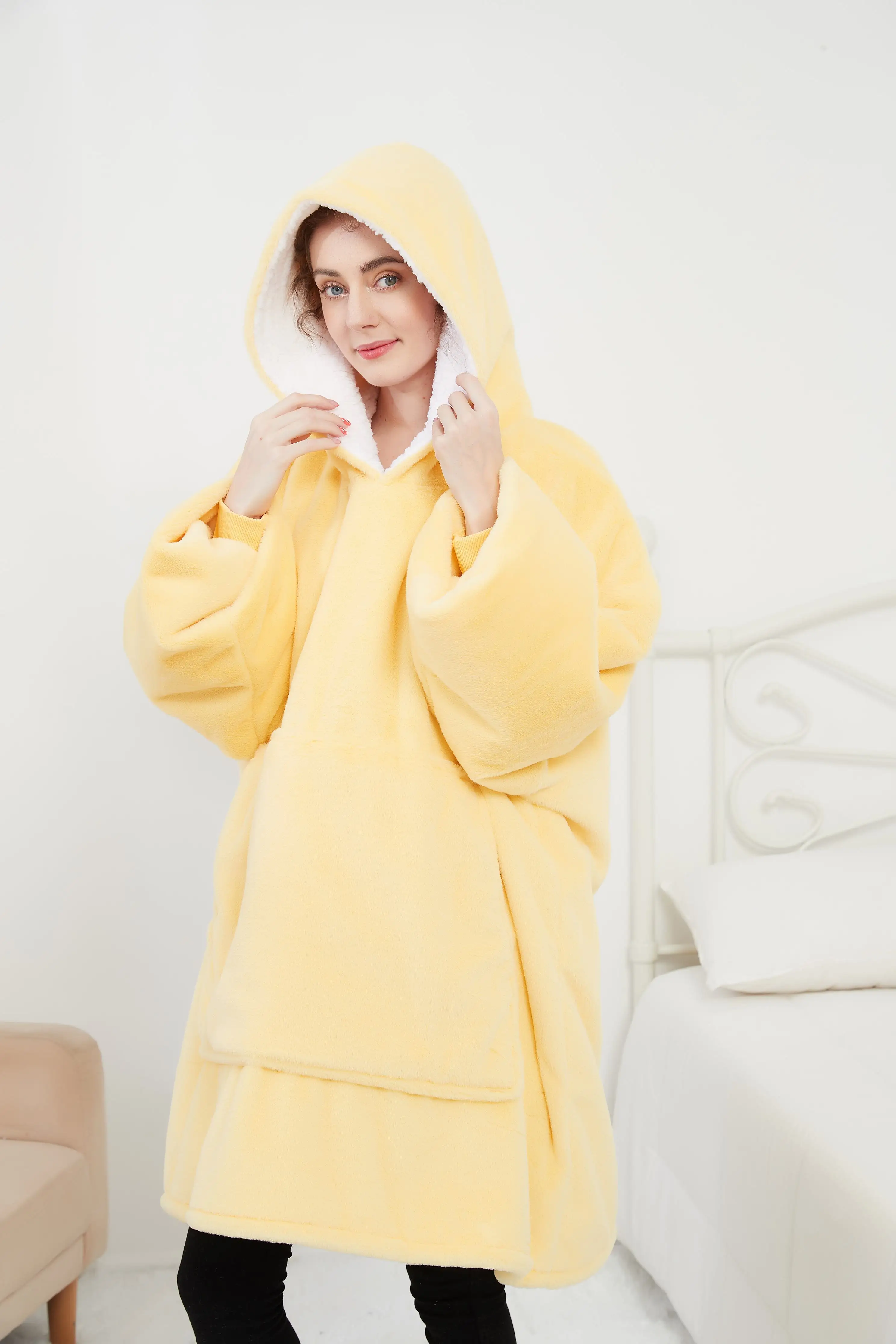 

Лидер продаж, зимняя толстовка, женская мягкая теплая толстовка, флисовый свитшот с гигантским ТВ и рукавами, пуловер, носимые одеяла