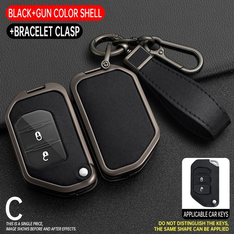 

Кожаный чехол для автомобильного ключа из цинкового сплава для Jeep Gladiator JT Sahara JLU Wrangler JL Rubicon 2018 2019 2 3 4 кнопки откидного пульта дистанционного управления