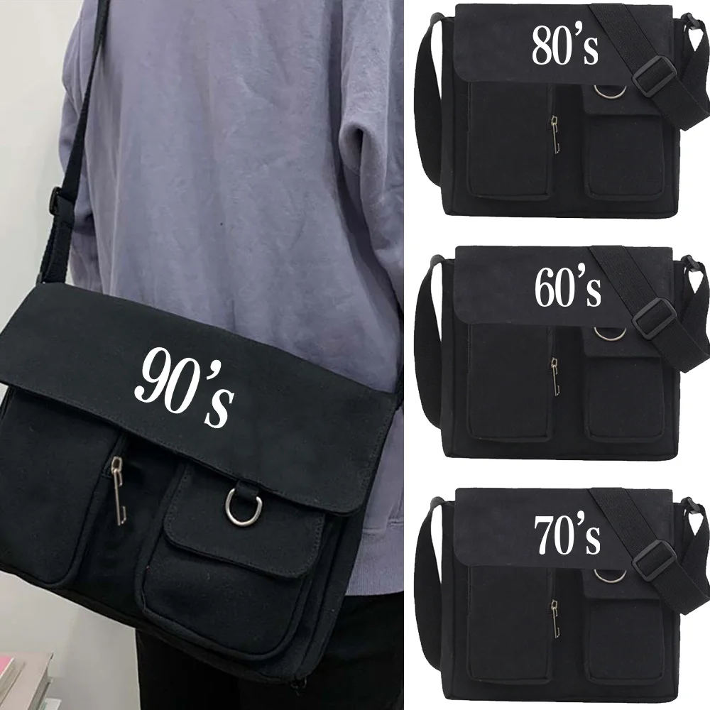 

2023 Canvas Crossbody Bags Youth Large Capacity Ladies Shoulder Bag Fashion Casual Years Print Women Messenger Bag with Pendant