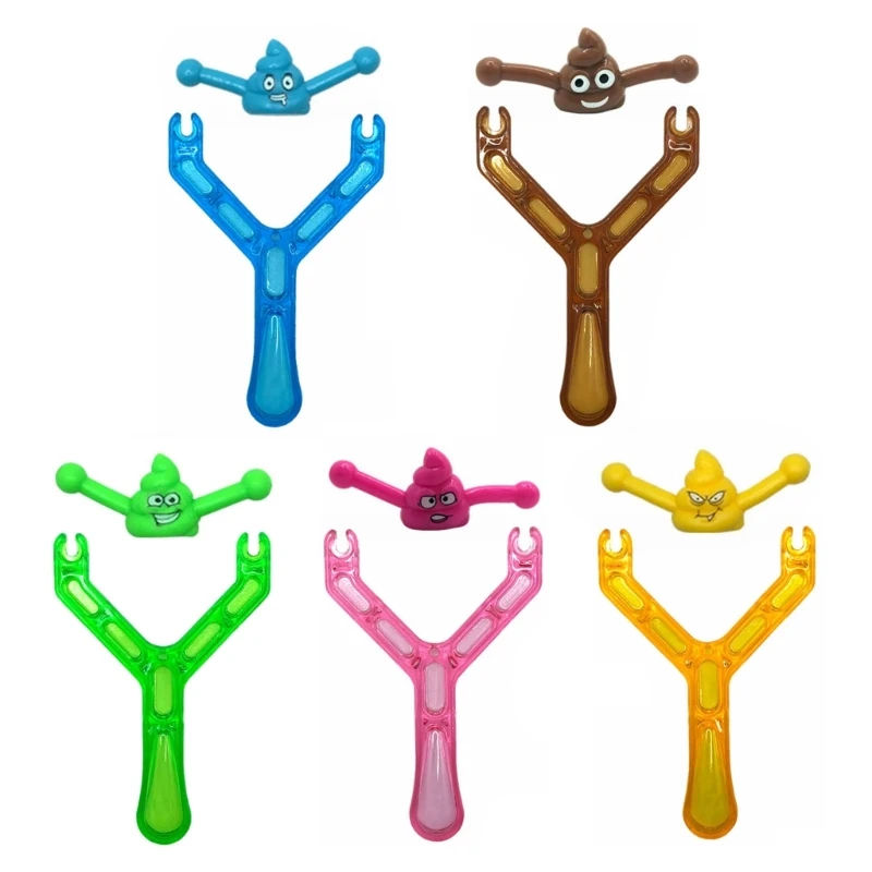 

5pcs/set Funny Catapult Poop Slingshots Fake Poop Launches Wall Climbing Poop Funny Toy for Kids Adult Festival Party