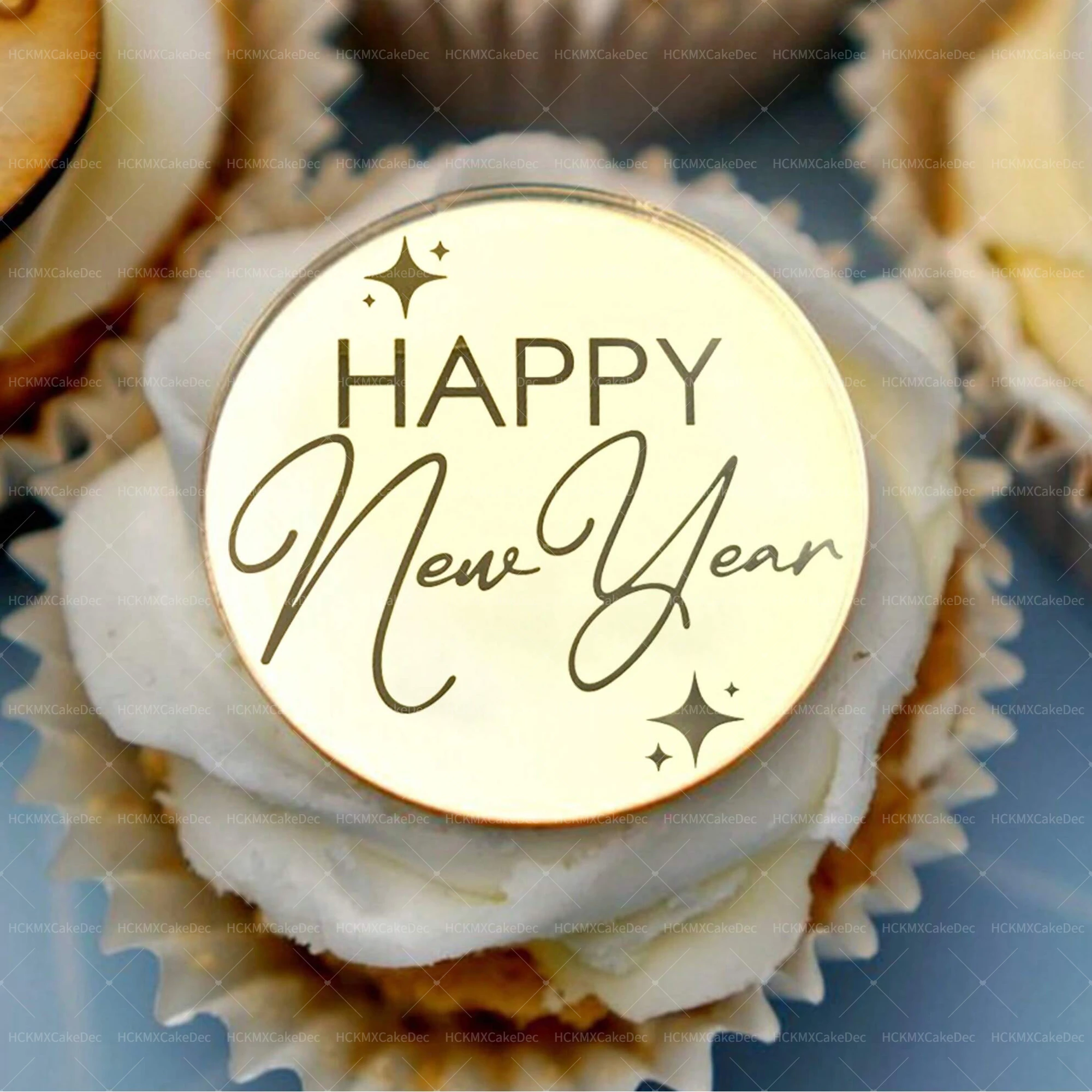 

Золотые акриловые топперы для кексов "Рождество"