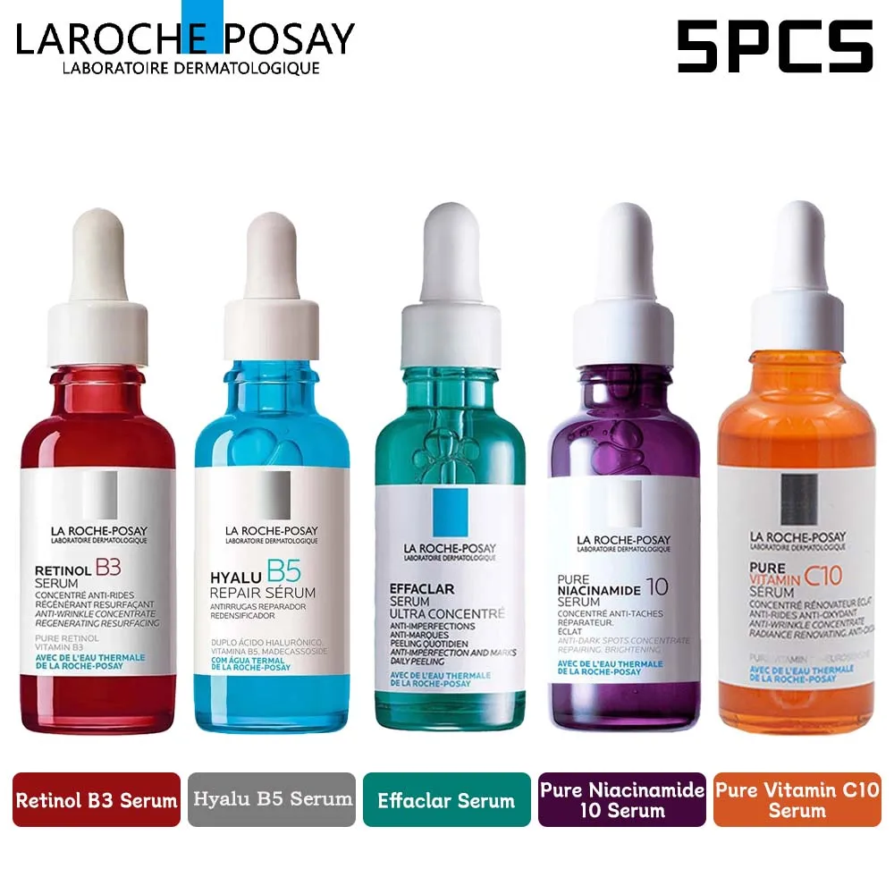 

5PCS La Roche Posay Skin Care Products Effaclar /Niacinamide 10/Retinol B3/VitaminC10/Hyalu B5 Serum 30ml Aging Acne Skin Care