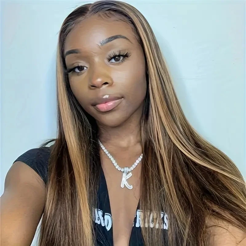 Выделите прямой бесклеевой парик из человеческих волос предварительно