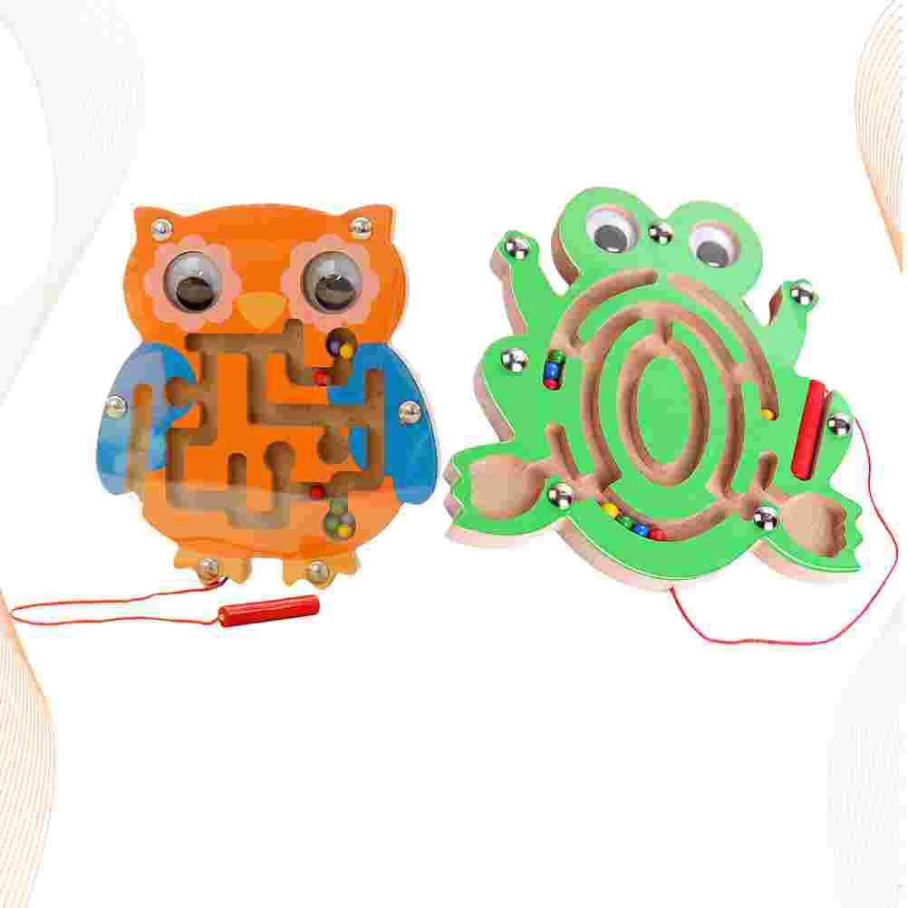 

Магнитная головоломка-лабиринт с мультяшными бусинами для детей, детская деревянная игра, креативная игра, головоломка-лабиринт