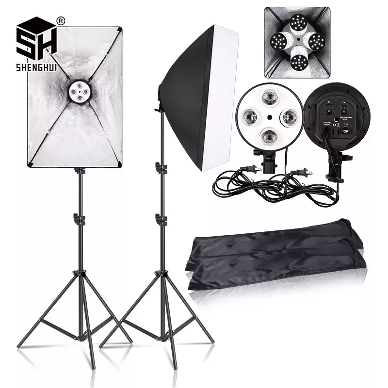 

50x70 Photography Softbox Studio Photo Lighting Kit Soft Box Continuous Light System For Camera With 5500K E27 Photographic Bulb