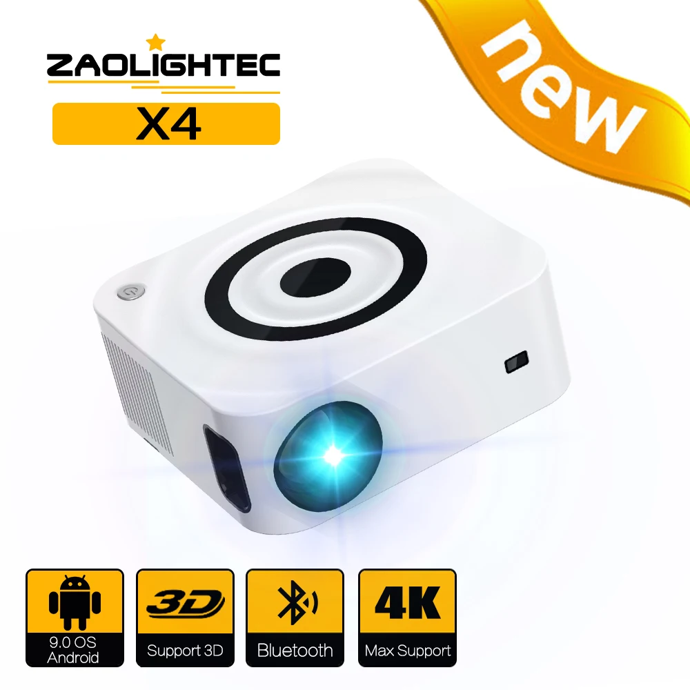 

ZAOLITHTEC X4 Video Proyector with WiFi Bluetooth Portable Projector Full HD 1080P Supported 4K LED Home Outdoor Projector