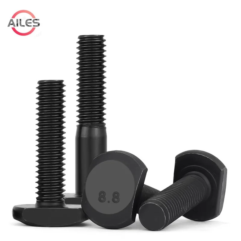 Класс 8,8, углеродистая сталь M6 M8 M10 M12 Т-образный винт Т-образный паз Рельсовая направляющая Прямоугольные болты с молотковой головкой