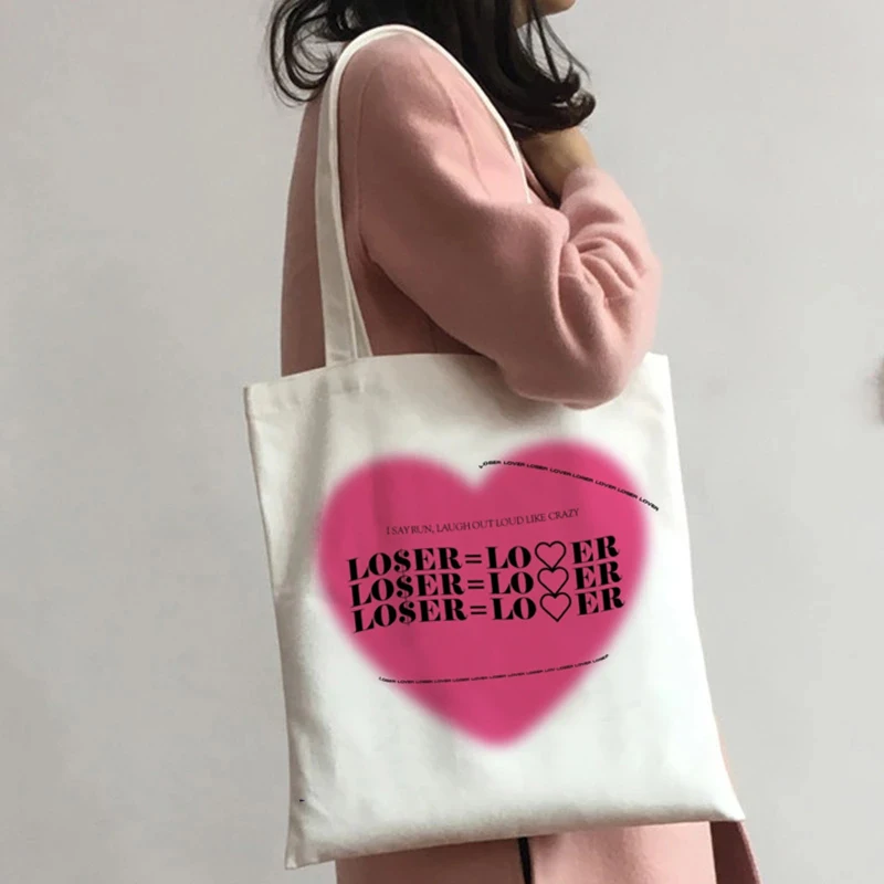 

Повседневная модная складная сумка для покупок Harajuku с мультяшным сердцем