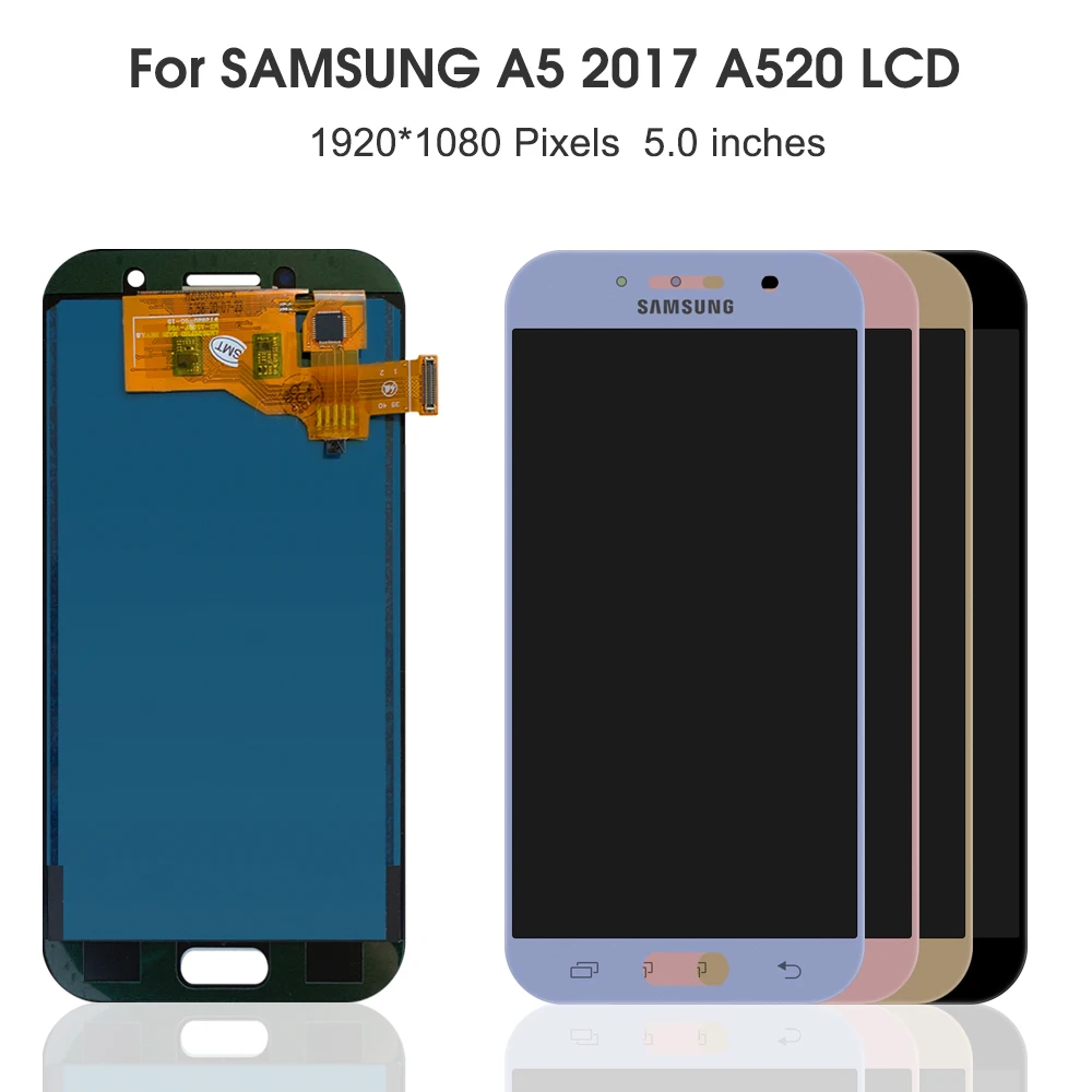 

100% протестированный экран A520F A520F/DS для Samsung Galaxy A5 2017 A520, ЖК-дисплей, сенсорный экран, дигитайзер, запчасти в сборе