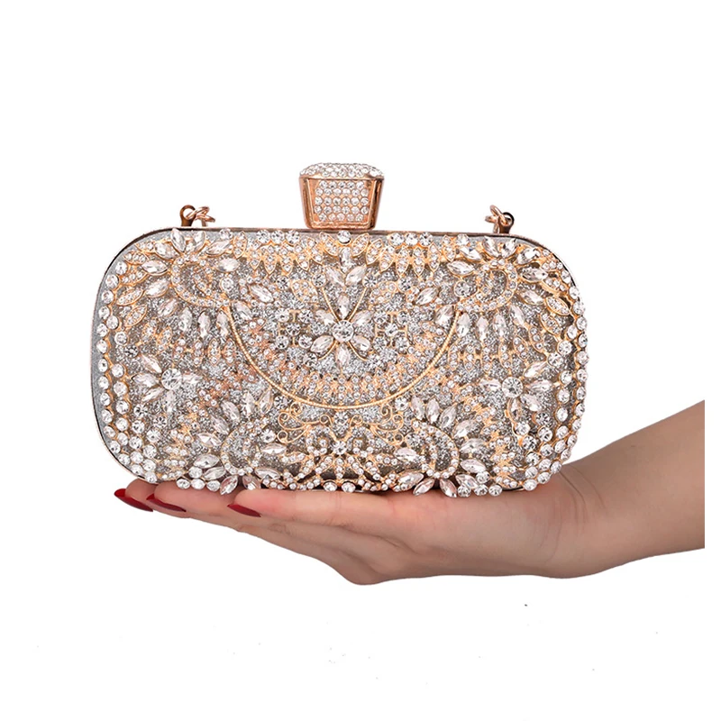 

Womens Sparkly Rhinestone Sequin Glitter bag Clutch Evening Handbag Shoulder Bags Purse for Wedding Party Prom
