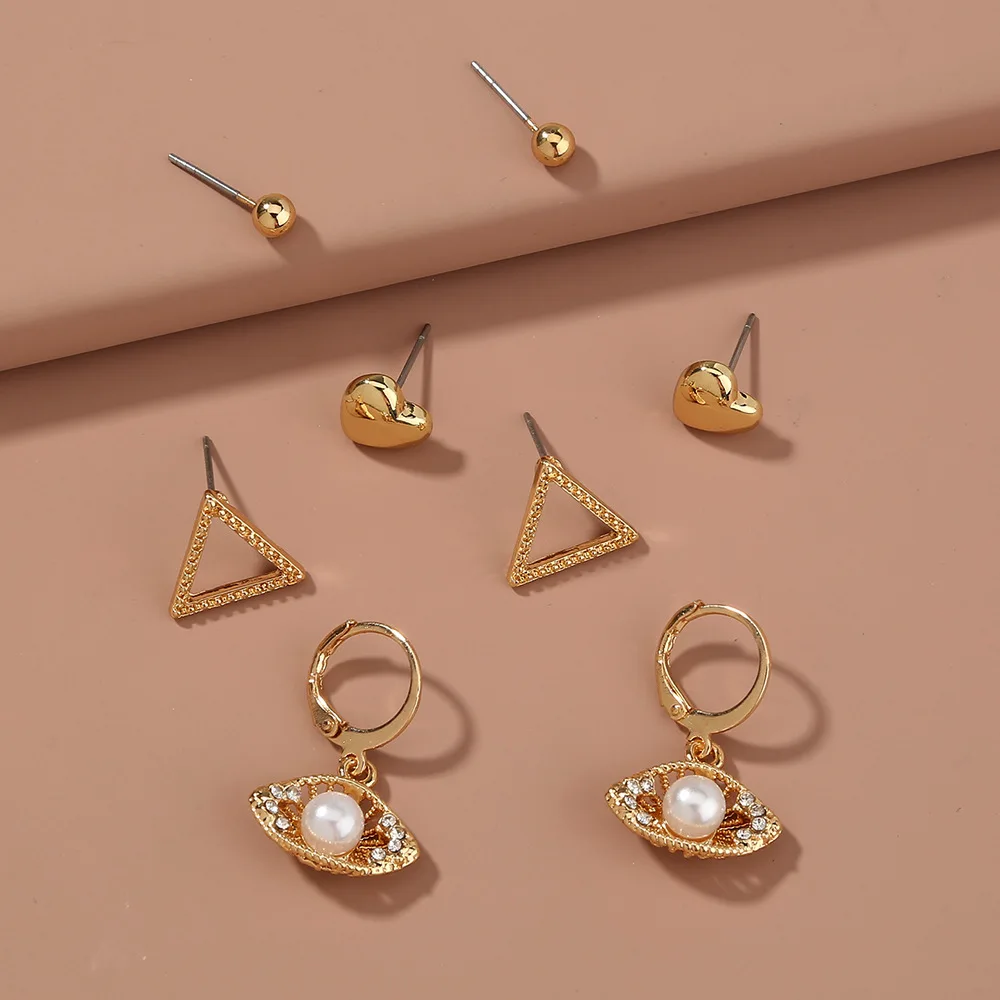 

2022 Fashion Plain Stud Earrings Set Geometric Alloy All Match Graceful Earrings For Fancy Lady Jewelry