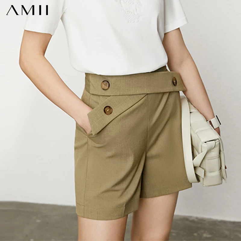 

Amii Minimalism Summer New Fashion Shorts For Women Offical Lady Solid Botton Straight Causal Women's Suit Pants 12140556