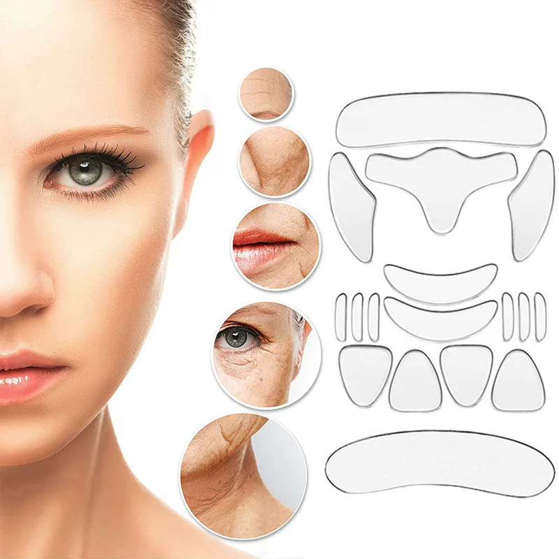 

16pcs/18pcs Silicone Wrinkle Removal Sticker Face Forehead Neck Eye Sticker