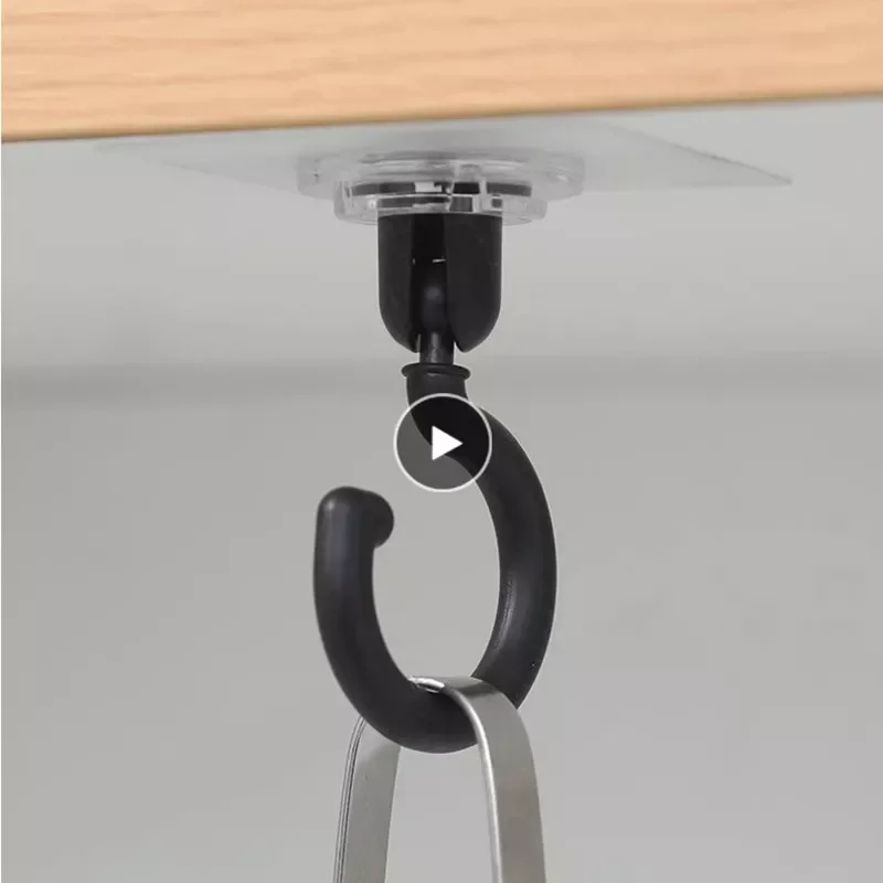 

1PC Ceiling Rotary Hook Strong Hook Household Multifunction Adhesive Hook Kitchen Bathroom Wall Key Hanging Door Back Coat Hook