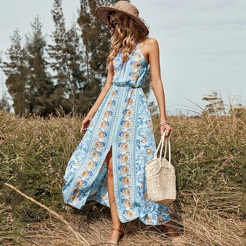 

Женское длинное платье на бретелях, элегантное розовое платье без рукавов с открытой спиной и разрезом, весна-лето 2022