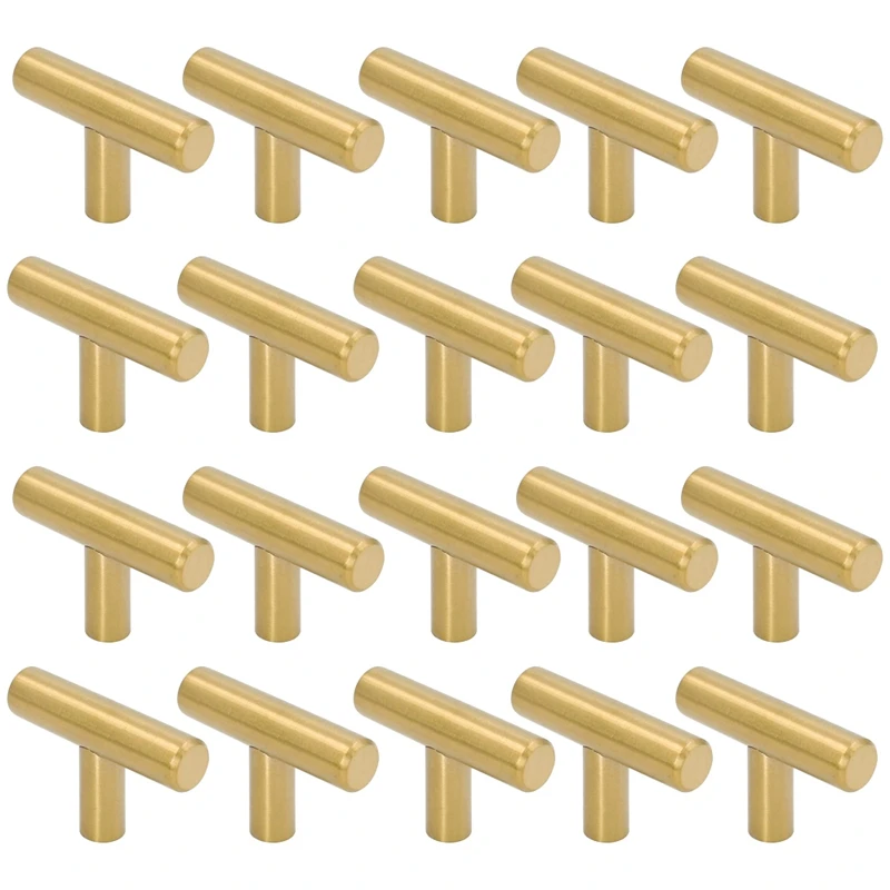 

50Mm Long Single Hole Cabinet Knobs And Pulls Door Cupboards Drawers Bedroom Furniture Handles Brushed ,20 Pack,Gold