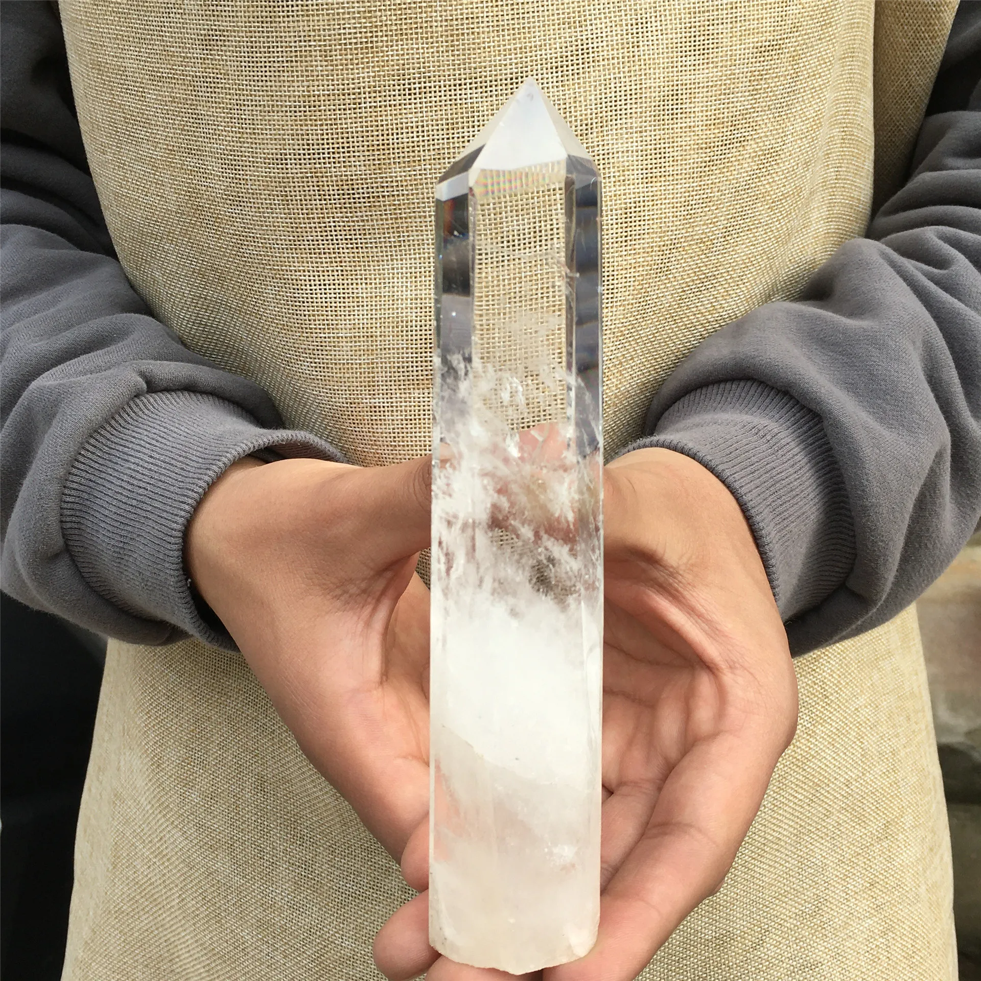 

13-16CM Big Natural Clear Crystal Tower Crystal Stone Point EnergyHealing Hexagonal Wand Home Decor Healing Spiritual Witchcraft